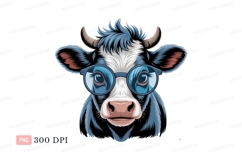 Black white cow wearing blue glasses image Product Image 1