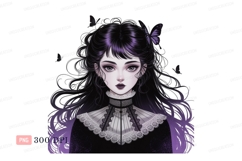Gothic girl purple butterfly dark image Product Image 1