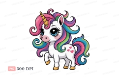 Cute unicorn with rainbow mane and tail fantasy magical Product Image 1