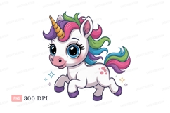 Cute unicorn with rainbow mane and horn fantasy magic Product Image 1