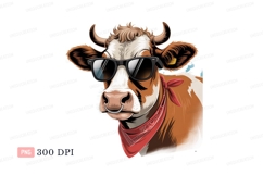 Cool cow wearing sunglasses and bandana brown Product Image 1