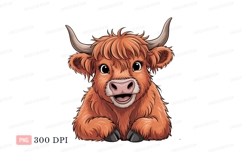Fluffy orange highland cow with horns image Product Image 1