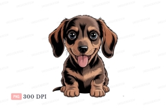 Happy brown dachshund puppy black Product Image 1