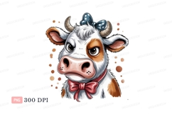 Cartoon cow with bow and ribbon keywords Product Image 1