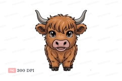 Fluffy Highland Cow brown horns Product Image 1