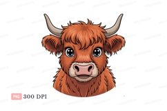 Fluffy brown cow with big blue eyes highland Product Image 1