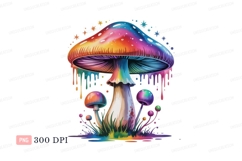 Psychedelic mushroom with dripping colors and stars Product Image 1