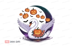 White swan halloween pumpkins moon jackolantern Product Image 1