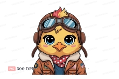 Adorable chick aviator with goggles and jacket scarf Product Image 1