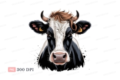 Black white cow with brown hair image Product Image 1
