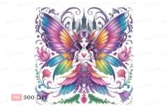 Rainbow winged fairy with castle wings purple Product Image 1