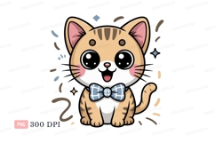 Adorable tabby cat with big eyes and bow tie kitten Product Image 1