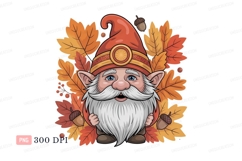 Autumn gnome with leaves and acorns orange Product Image 1
