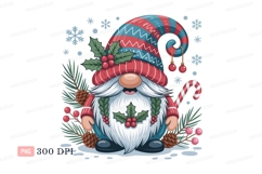 Festive gnome with candy cane and holly christmas Product Image 1