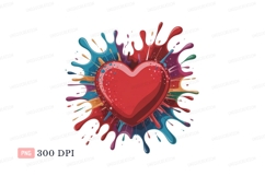 Red heart colorful paint splash image Product Image 1