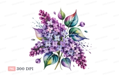 Purple lilac blossoms with green leaves blue Product Image 1
