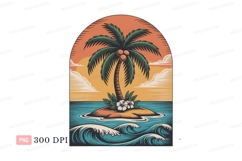 Tropical island palm tree ocean sunset waves Product Image 1
