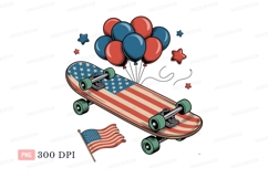 Skateboard flag balloons stars image Product Image 1