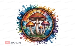 Psychedelic mushrooms stained glass image Product Image 1