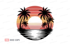 Sunset palms ocean retro vibe image Product Image 1