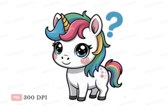 Cute unicorn with rainbow mane and tail fantasy mythical Product Image 1