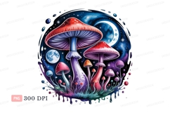 Psychedelic Mushrooms Under Celestial Sky fantasy cosmic Product Image 1
