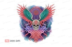 Winged skull with floral nebula wings cosmic Product Image 1