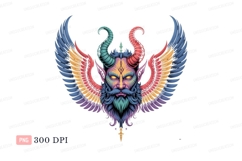 Winged demon face colorful wings horns Product Image 1