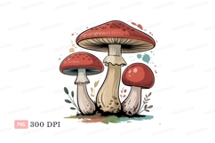 Red capped mushrooms with stems white beige Product Image 1