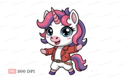 Cute unicorn wearing jacket fantasy cartoon Product Image 1