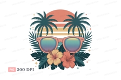 Sunglasses tropical sunset palm trees flowers image Product Image 1