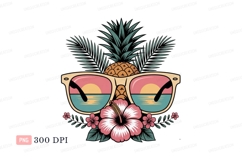 Pineapple sunglasses tropical sunset hibiscus image Product Image 1