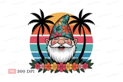 Cheerful gnome tropical sunset floral hat image Product Image 1