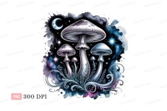 Whimsical mushrooms moonlit night stars fantasy Product Image 1