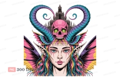 Fairy skull horns castle Clipart P N G fantasy Product Image 1
