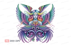 Angelic being with rainbow wings and ornate details Product Image 1