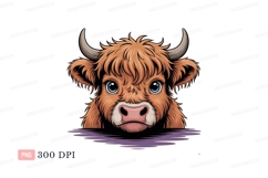 Fluffy Highland Cow brown blue Product Image 1