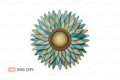 Stained glass floral ornament teal Product Image 1