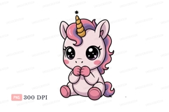 Cute pink unicorn with golden horn purple Product Image 1