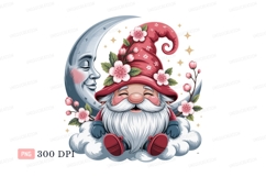 Gnome Moon Flowers Stars clouds Product Image 1