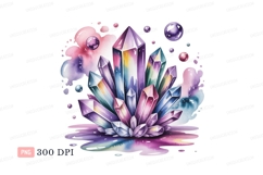 Colorful crystal cluster watercolor crystals purple Product Image 1
