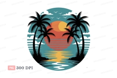 Tropical sunset ocean palms trees Product Image 1