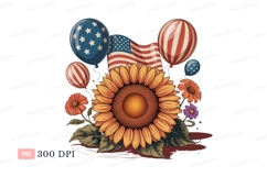 Sunflower flag balloons floral patriotic Product Image 1