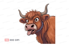 Highland cow with tongue out animal mammal Product Image 1