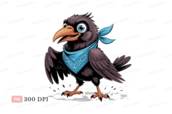 Cartoon crow wearing blue bandana bird Product Image 1