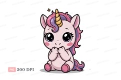 Cute pink unicorn with purple mane horn Product Image 1