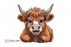 Fluffy brown cow with blue eyes highland Product Image 1