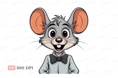 Cheerful cartoon mouse wearing bowtie character animal Product Image 1