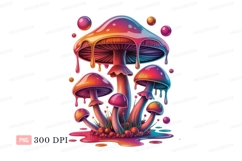 Psychedelic dripping mushrooms colorful fantasy image Product Image 1