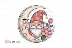 Sleeping gnome moon flowers pink Product Image 1
